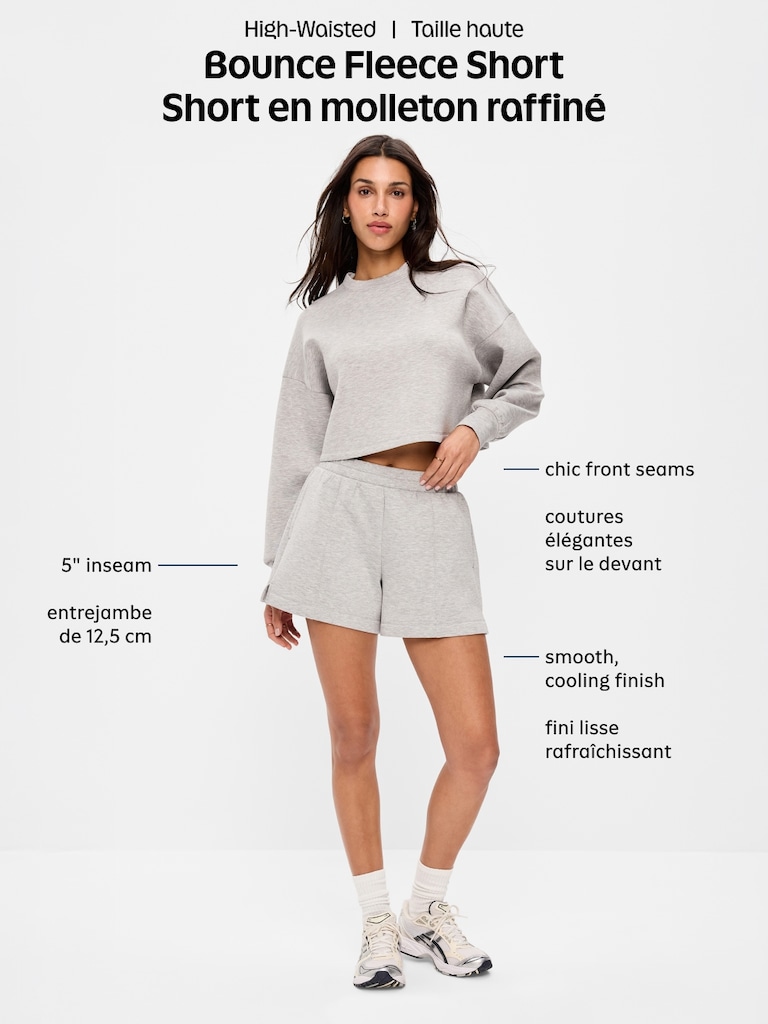 High-Waisted Bounce Fleece Shorts -- 5-inch inseam