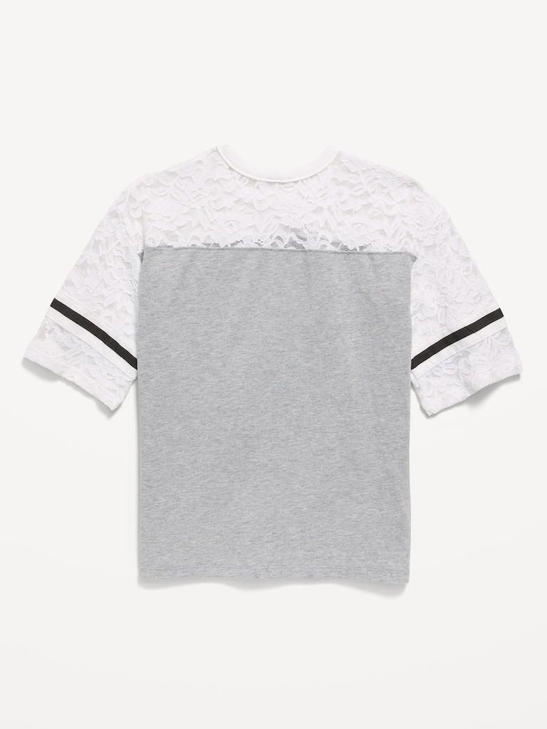 T-shirt surdimensionné de style football avec dentelle pour fille