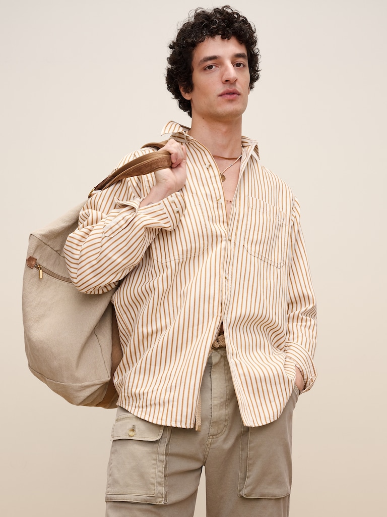 Archive Reissue Ticking Shirt in Cotton-Hemp
