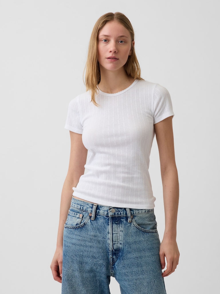 Pointelle Crewneck T-Shirt