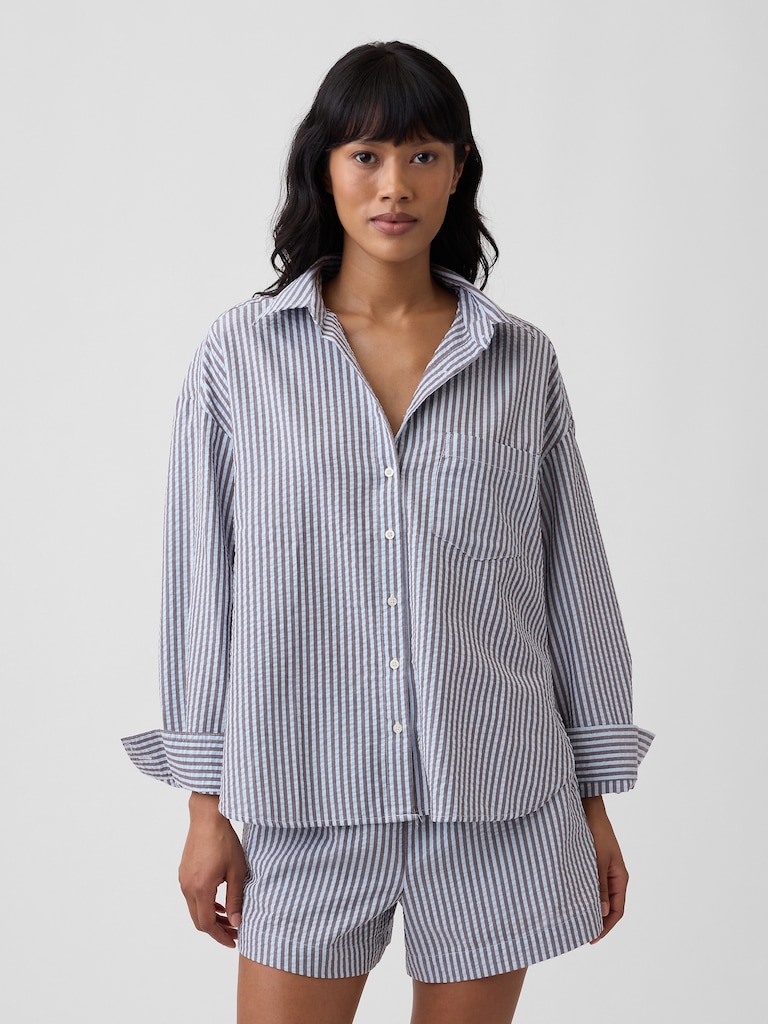 Oversized Shirt in Seersucker