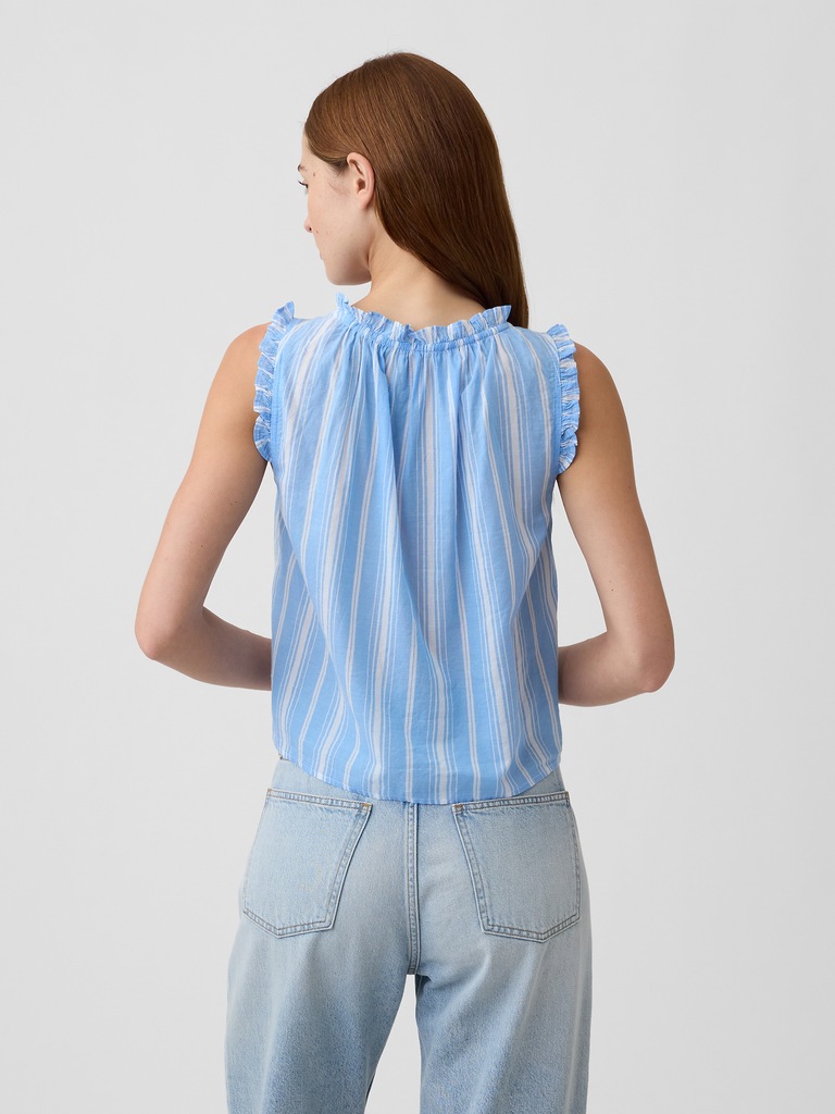 Relaxed Sleeveless Tie-Neck Top