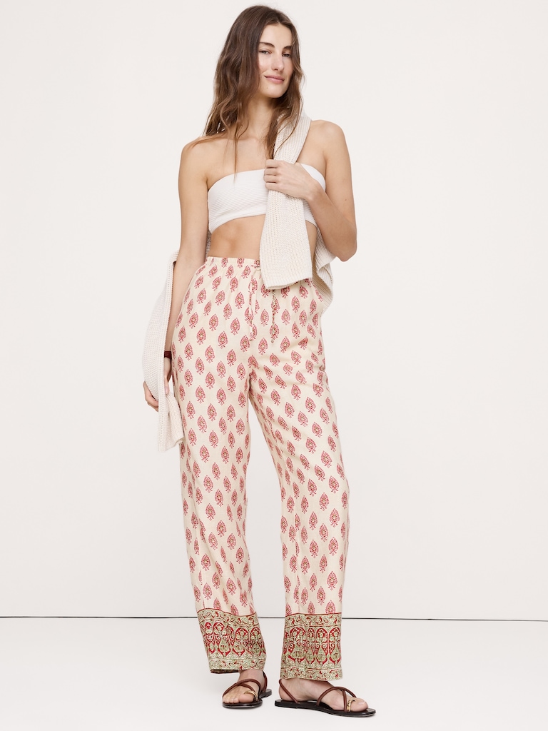 The Getaway Straight-Leg Pull-On Pant in Linen