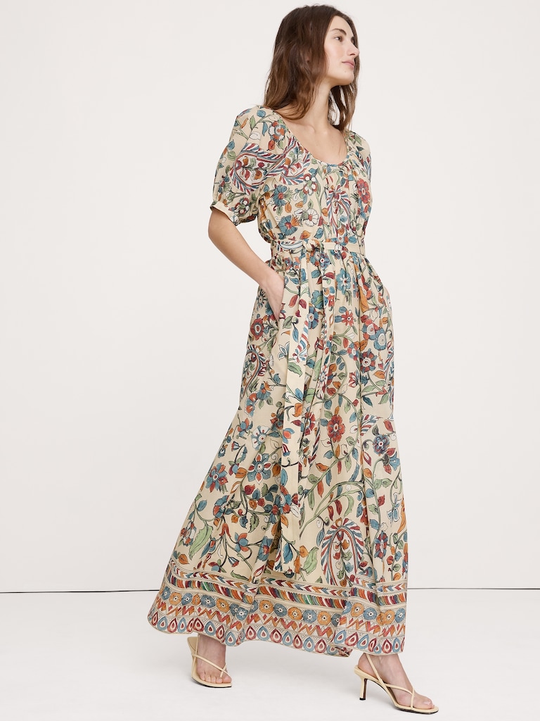 Lightweight Cotton Scoop-Neck Maxi Dress