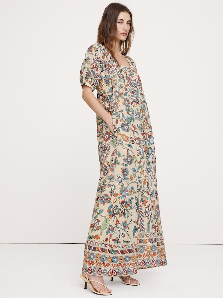 Lightweight Cotton Scoop-Neck Maxi Dress