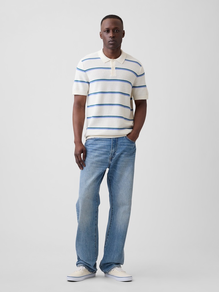 Stripe Sweater Polo Shirt