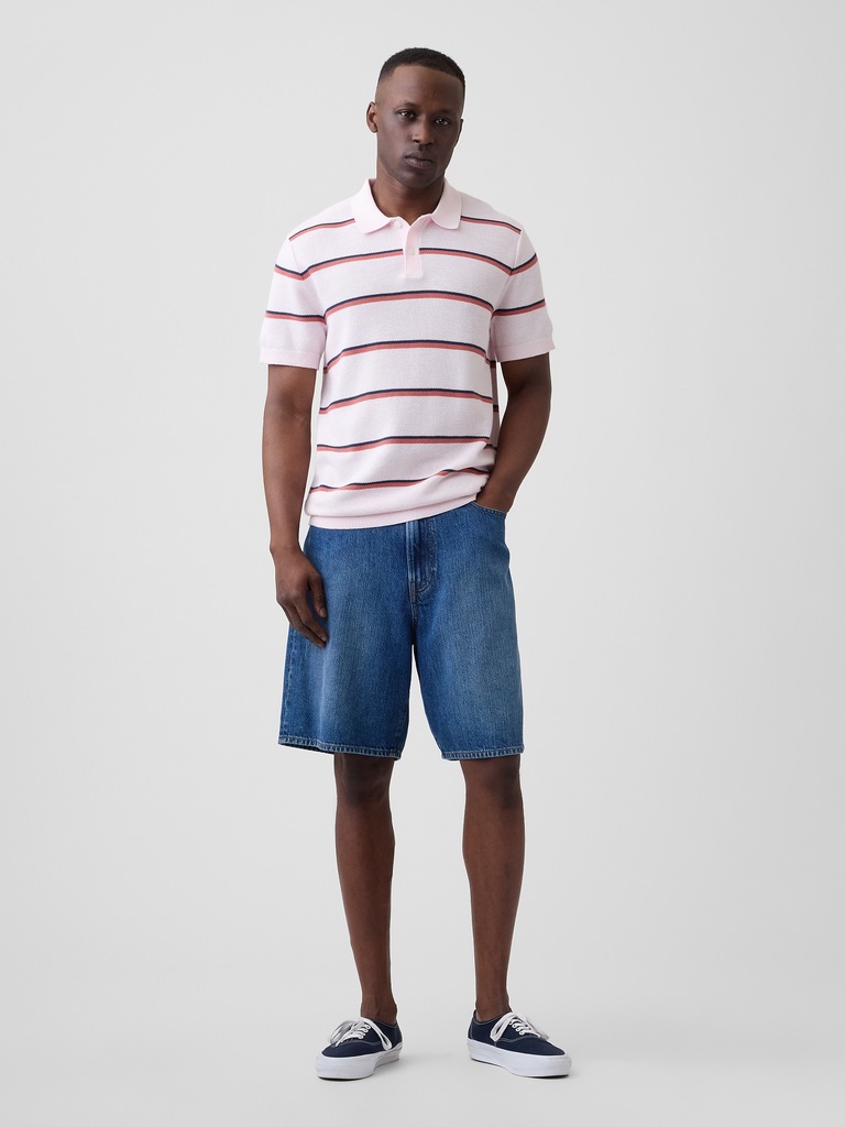 Stripe Sweater Polo Shirt