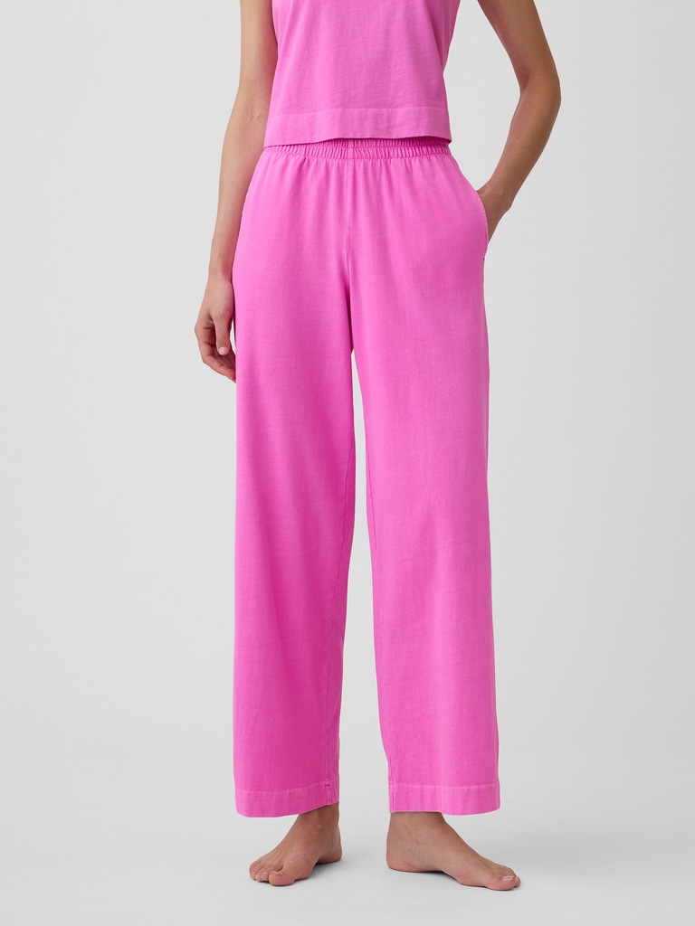 Heavyweight Pull-On Wide-Leg Crop Pants