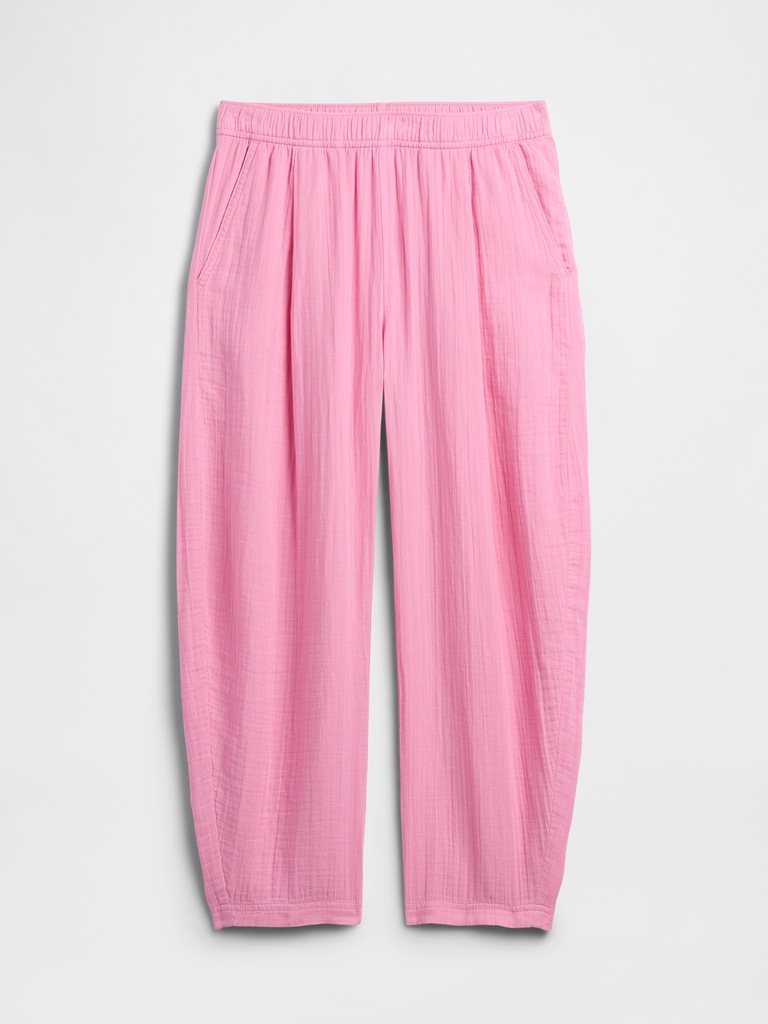Mid Rise Pull-On Barrel Gauze Pants