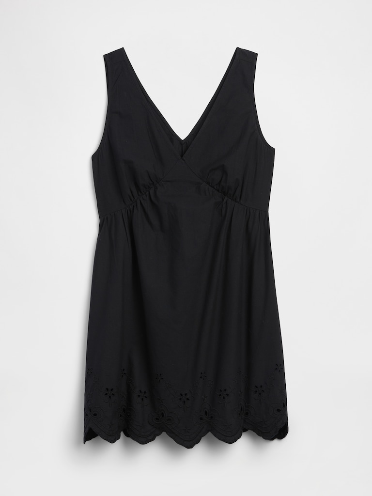 Eyelet V-Neck Mini Dress