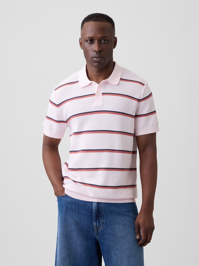 Stripe Sweater Polo Shirt