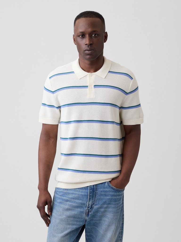Stripe Sweater Polo Shirt