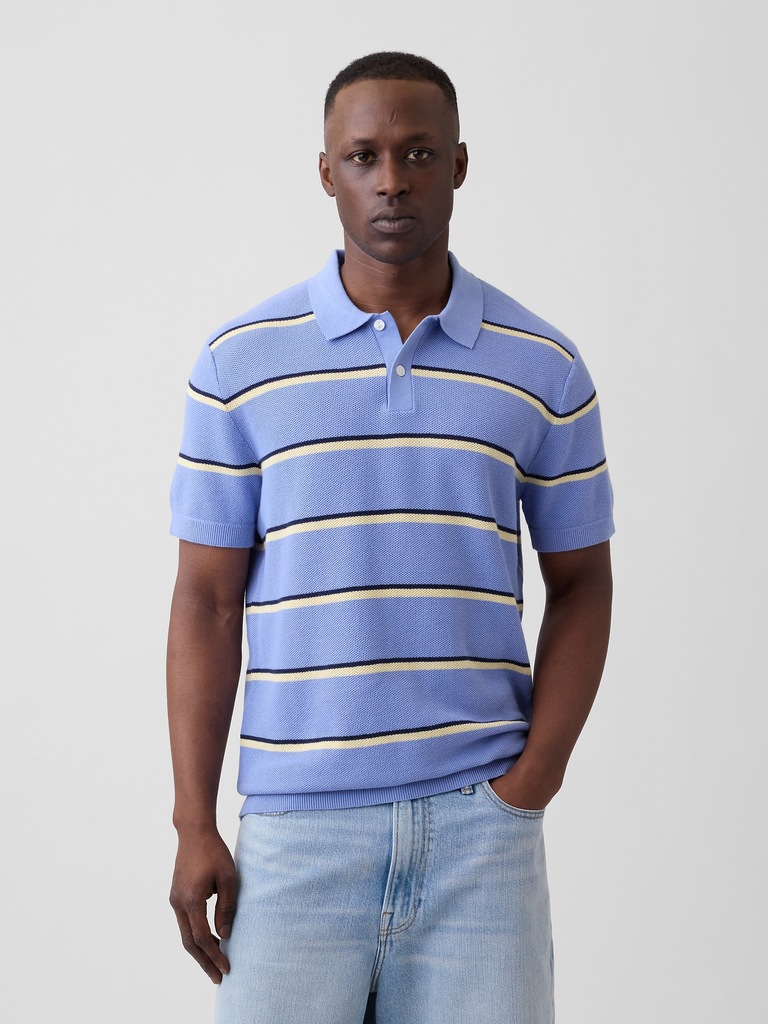 Stripe Sweater Polo Shirt