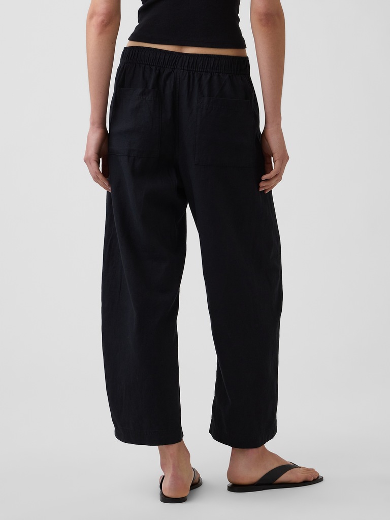 Linen-Blend Easy Barrel Pants