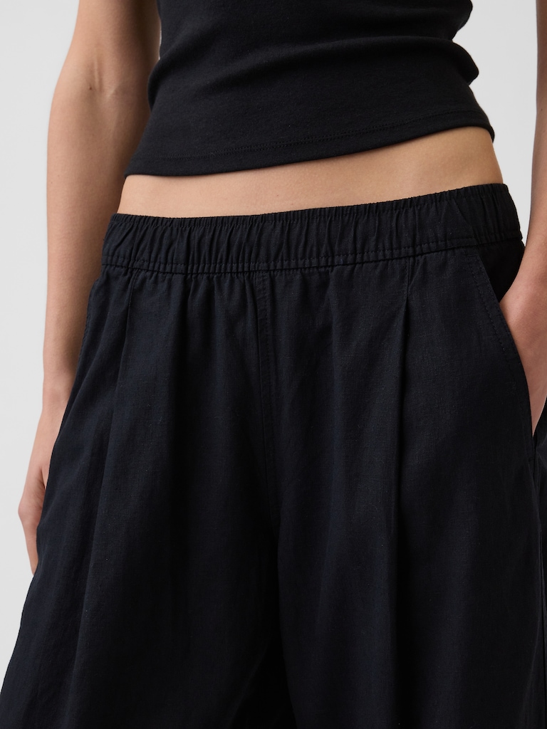 Linen-Blend Easy Barrel Pants