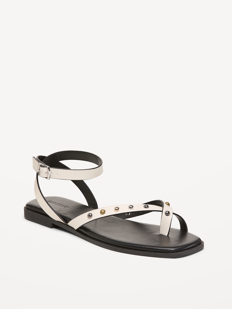 Studded Toe-Strap Sandals