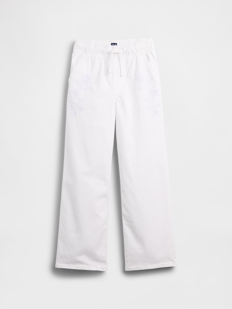 Kids Mid Rise Pull-On Wide-Leg Jeans