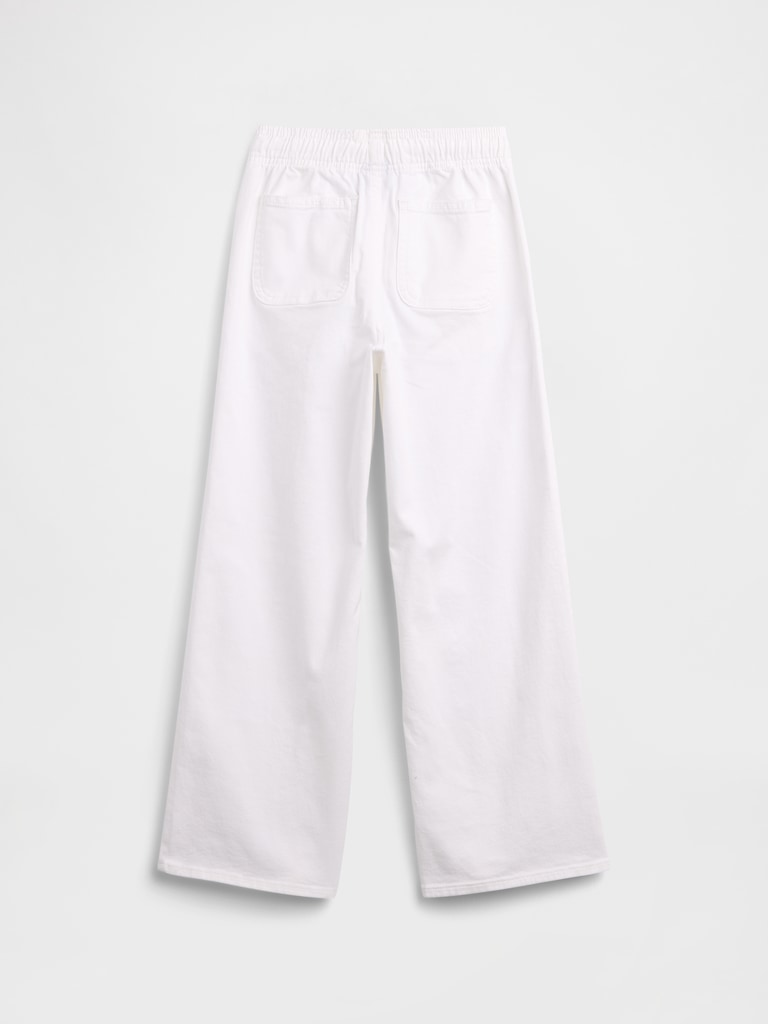 Kids Mid Rise Pull-On Wide-Leg Jeans