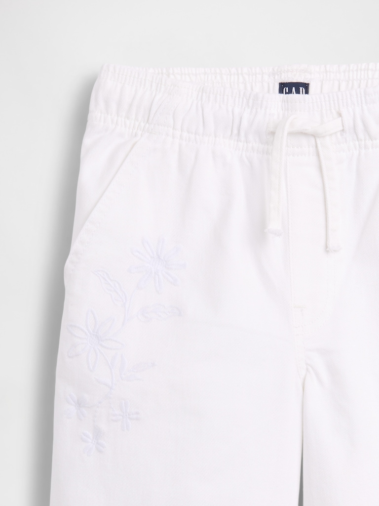 Kids Mid Rise Pull-On Wide-Leg Jeans