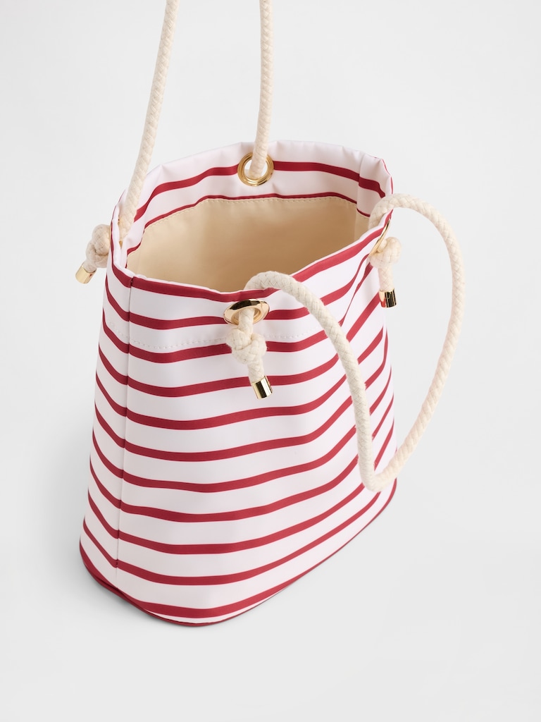 Stripe Nylon Bucket Bag
