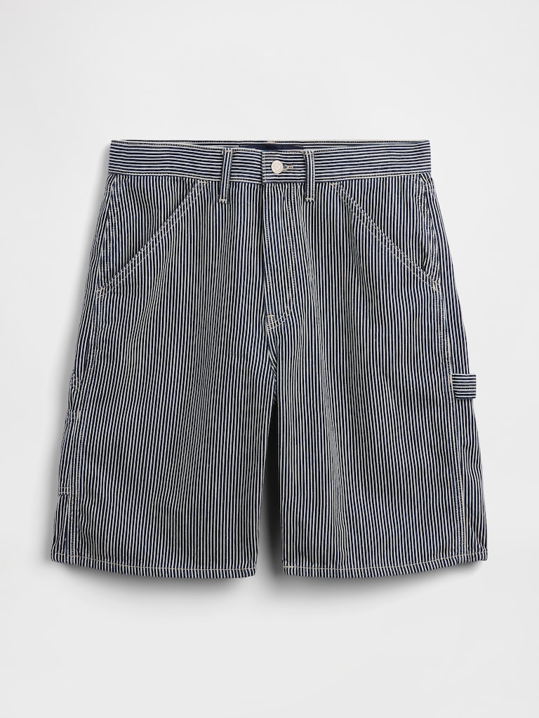9" Denim Railroad Stripe Carpenter Shorts
