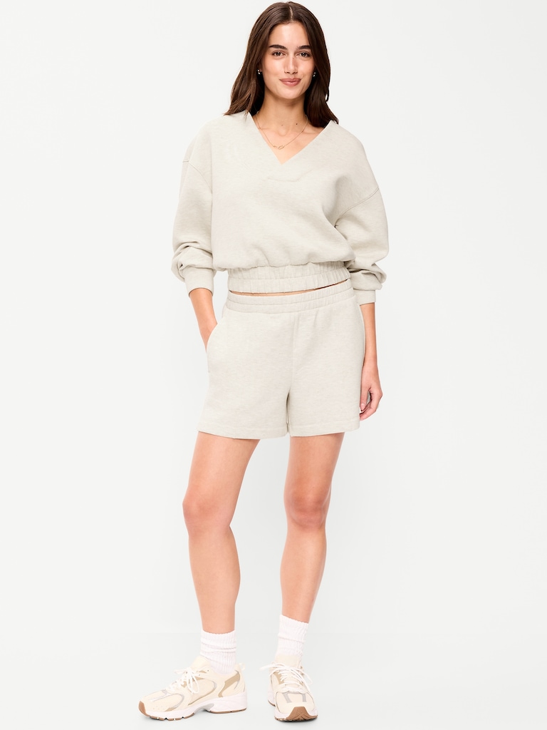 High-Waisted Bounce Fleece Shorts -- 5-inch inseam