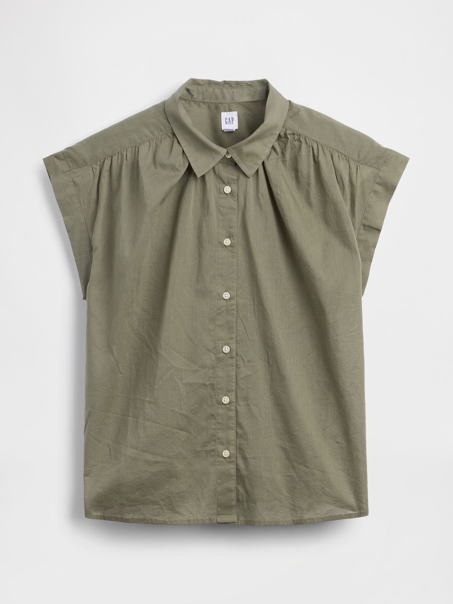 Collared Cap-Sleeve Shirt