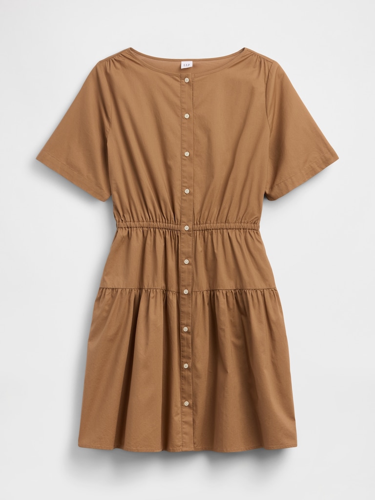 Poplin Button-Up Mini Dress