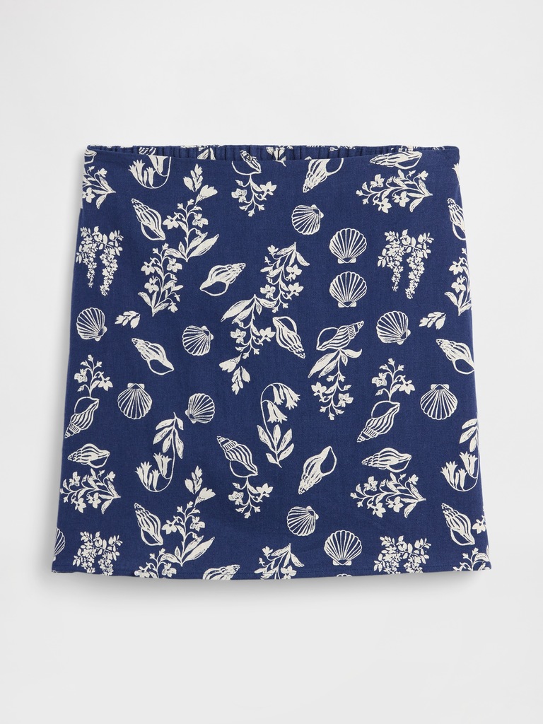 Linen-Blend Pull-On Mini Skirt