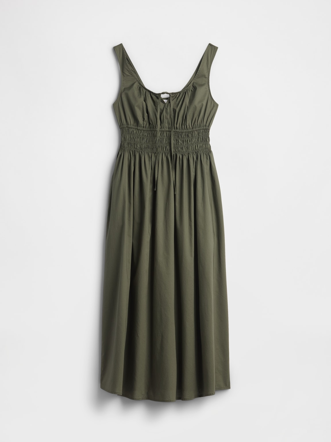Smocked Tie-Front Midi Dress