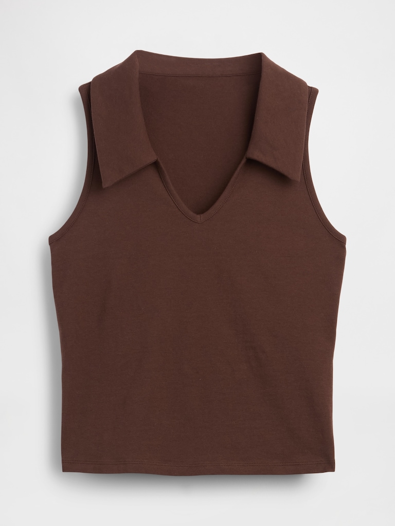 Sleeveless Scoopneck Polo Shirt