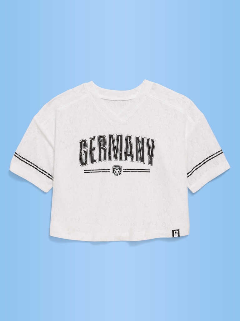 FIFA World Cup 26™ Germany Boxy Lace V-Neck T-Shirt for Girls