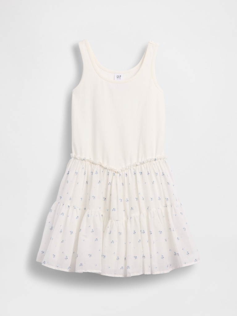 Kids Mixed Media Tiered Tank Dress