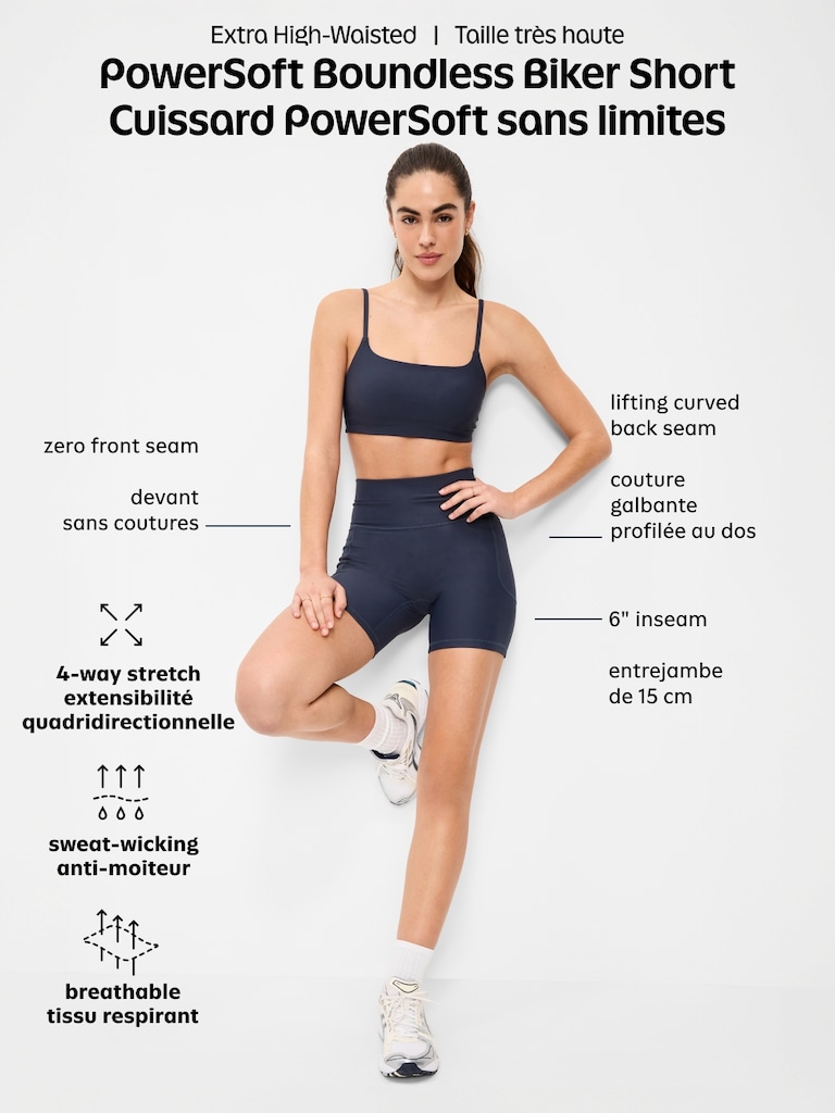 Extra-High Waisted PowerSoft Boundless Pocket Biker Shorts-- 6-inch inseam - No Front Seam