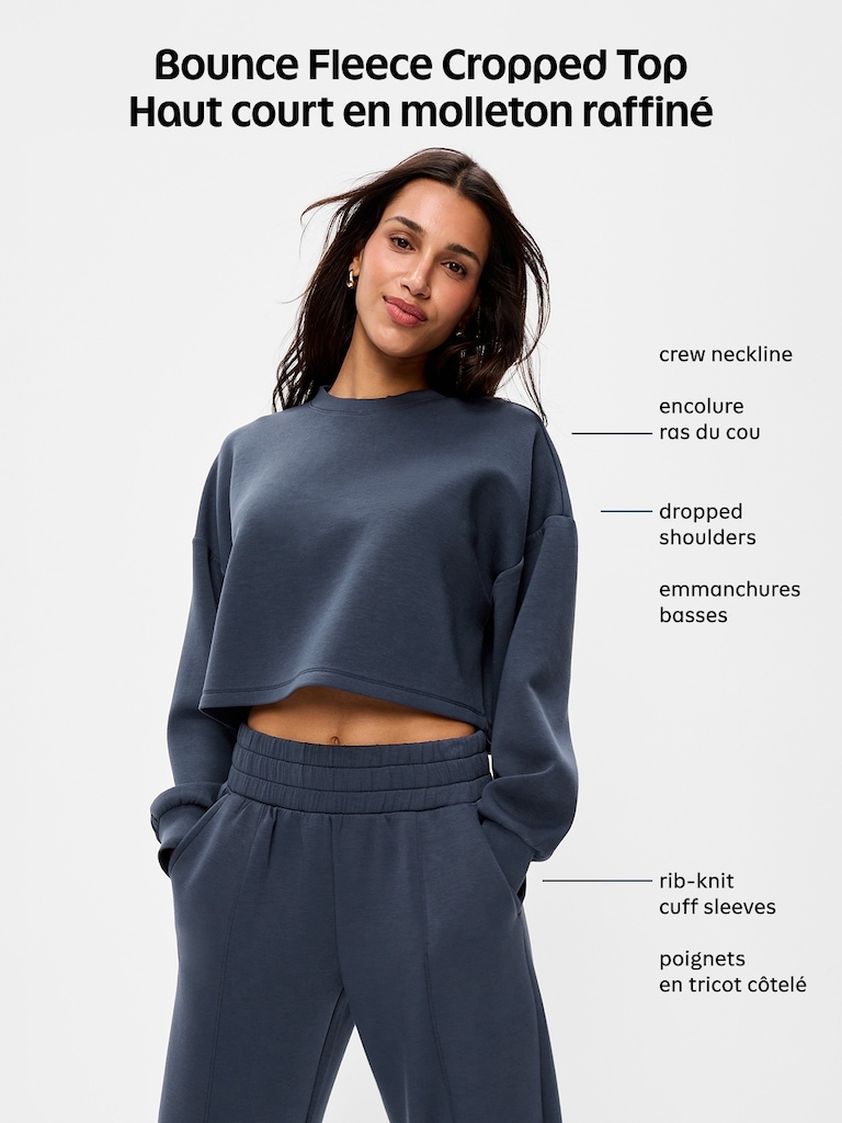 Bounce Fleece Crew-Neck Cropped Sweatshirt