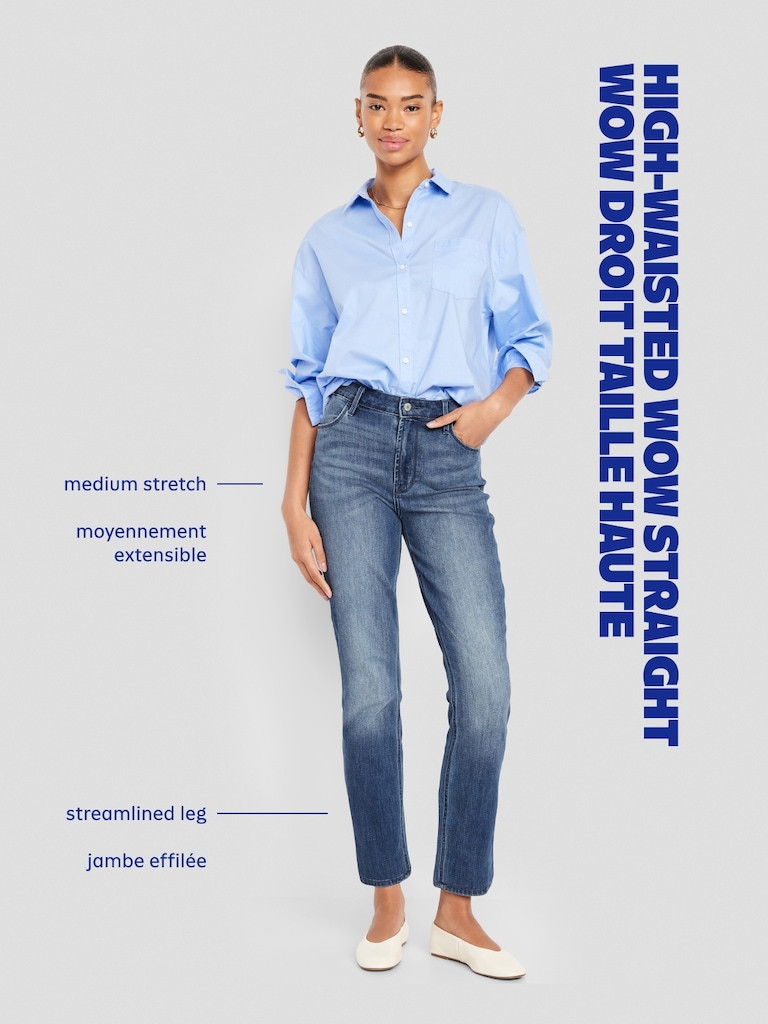 High-Waisted Wow Straight Ankle Jeans