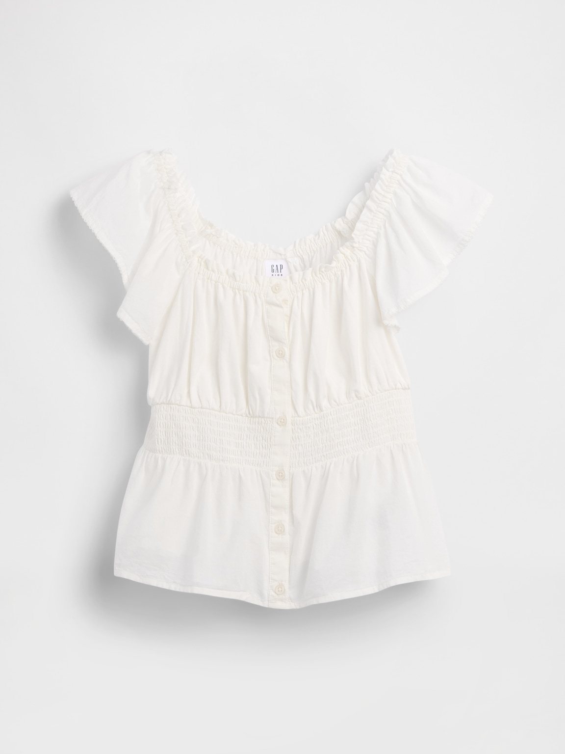 Kids Flutter-Sleeve Button-Front Top