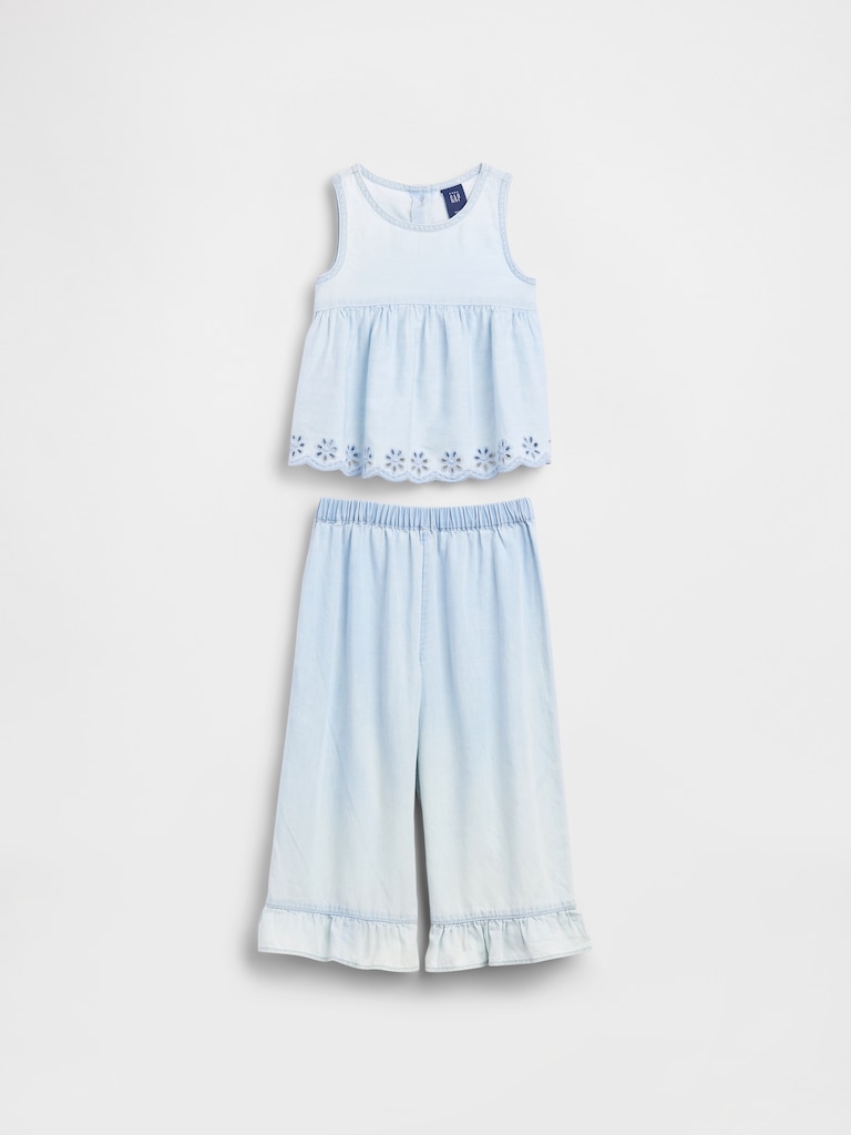 Baby & Toddler Eyelet Denim Outfit Set