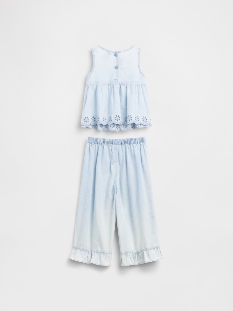 Baby & Toddler Eyelet Denim Outfit Set