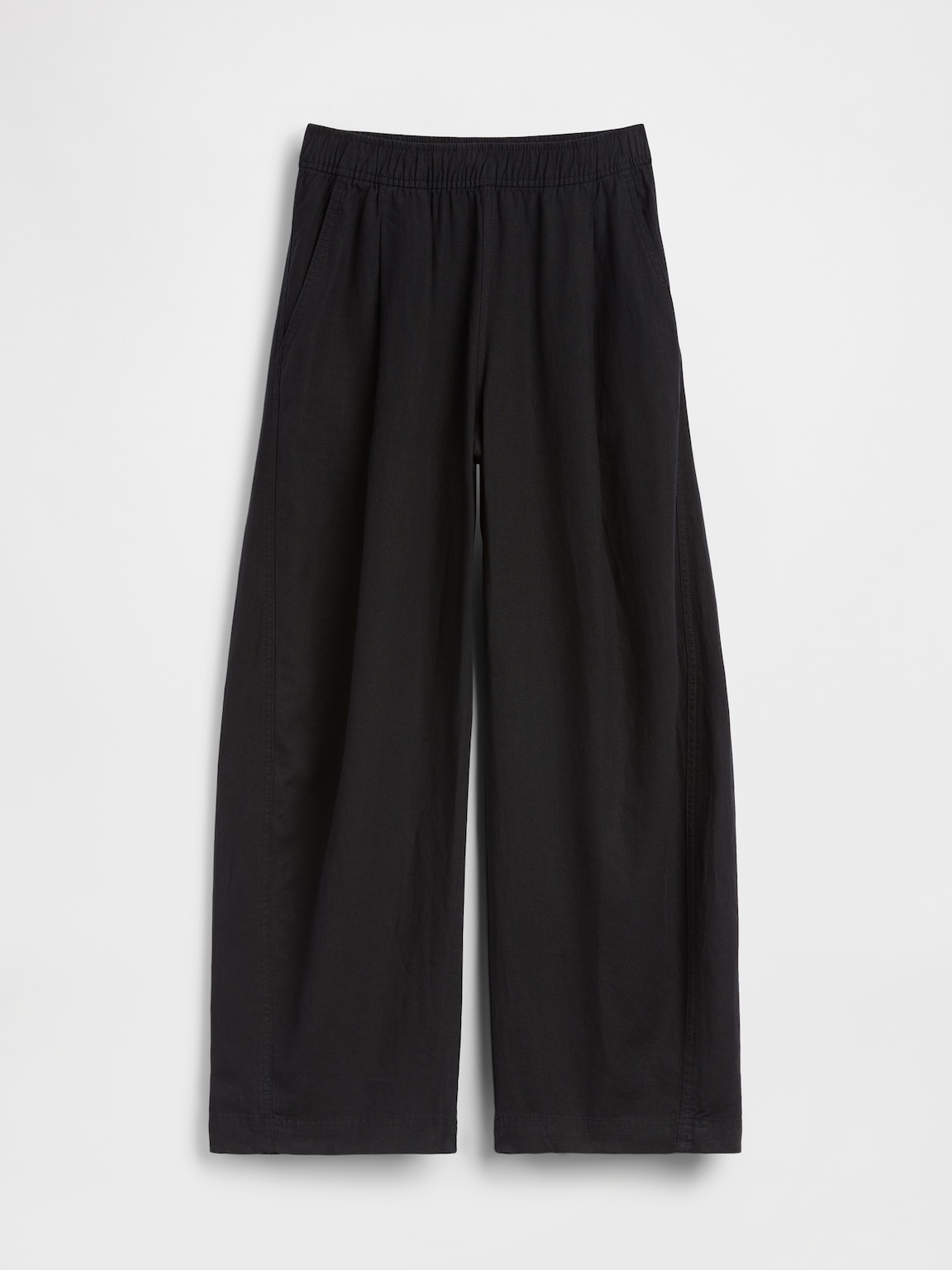Linen-Blend Easy Barrel Pants