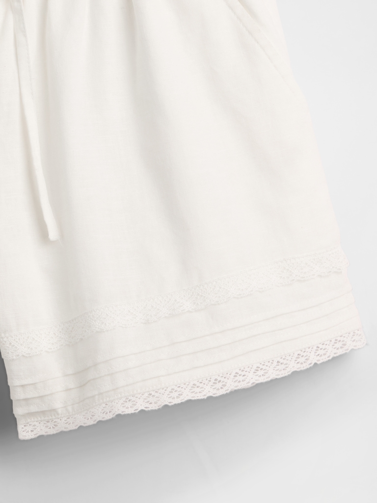 Kids Linen-Cotton Lace-Trim Easy Shorts