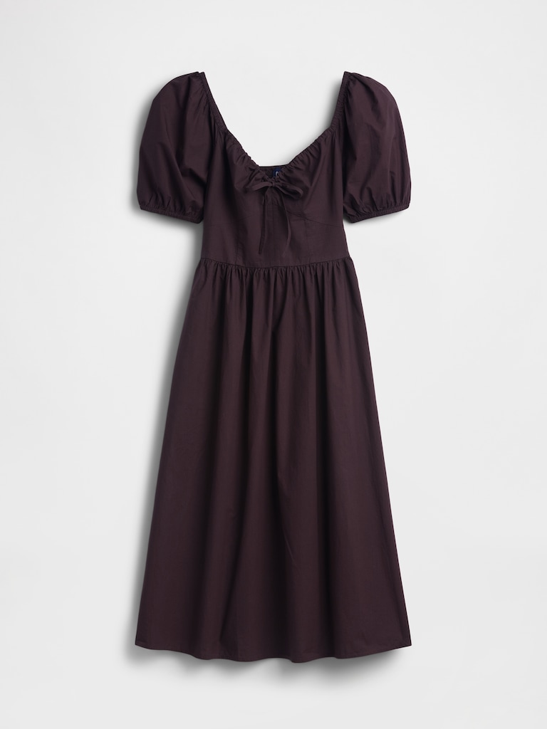 Puff-Sleeve Corset Maxi Dress