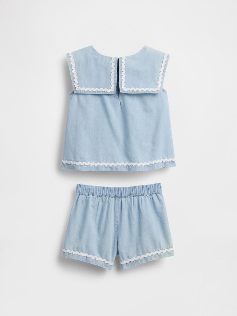 Baby & Toddler Denim Bow Outfit Set