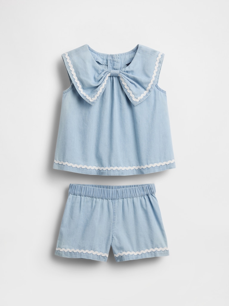 Baby & Toddler Denim Bow Outfit Set
