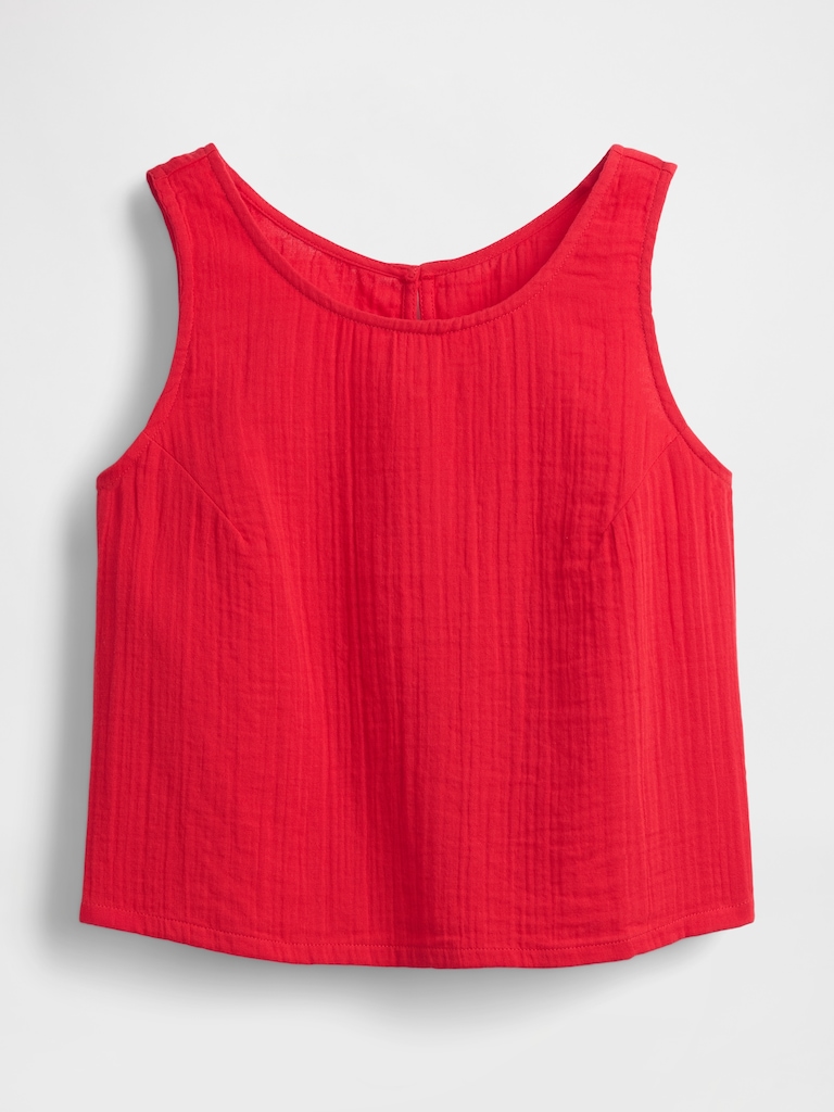 Cotton Gauze Racer Shell Tank Top