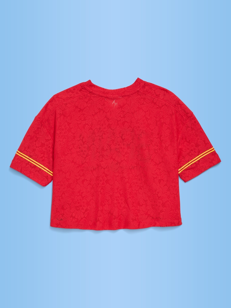 FIFA World Cup 26™ Spain Boxy Lace V-Neck T-Shirt for Girls