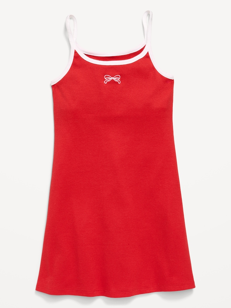 Sleeveless Fitted Ribbed Swing Dress for Girls