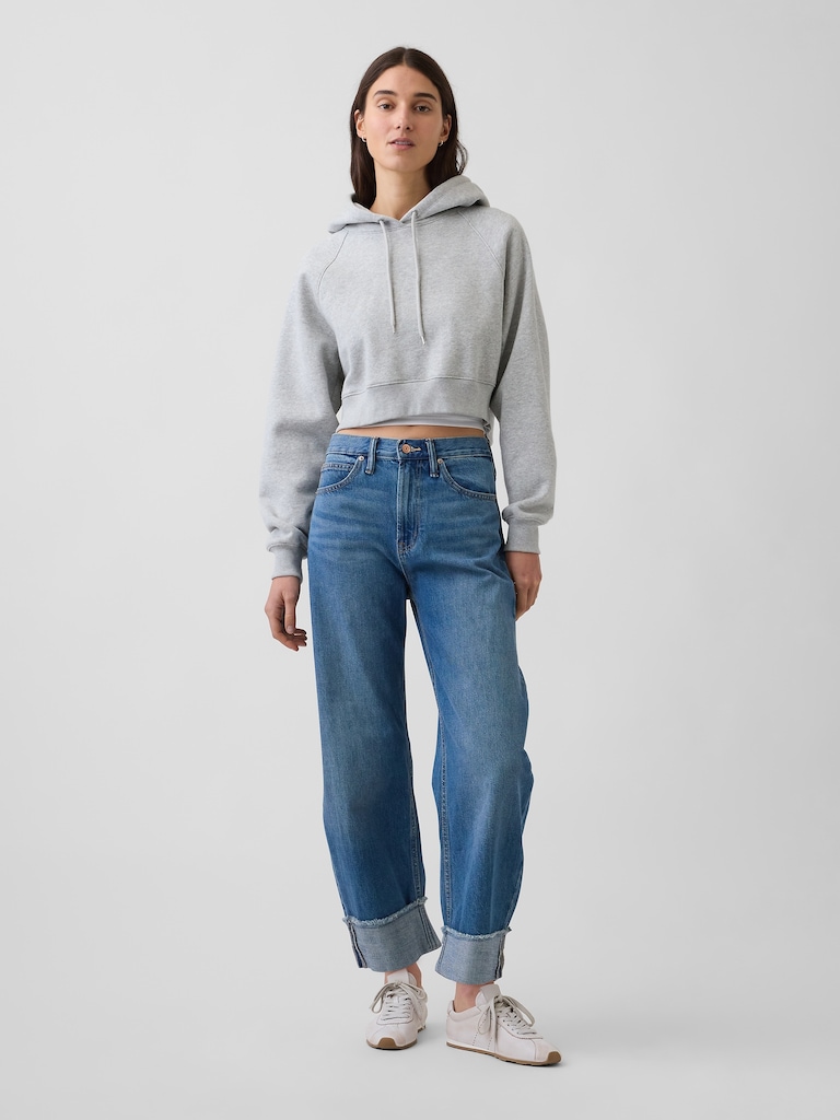 High Rise Cuffed Barrel Jeans
