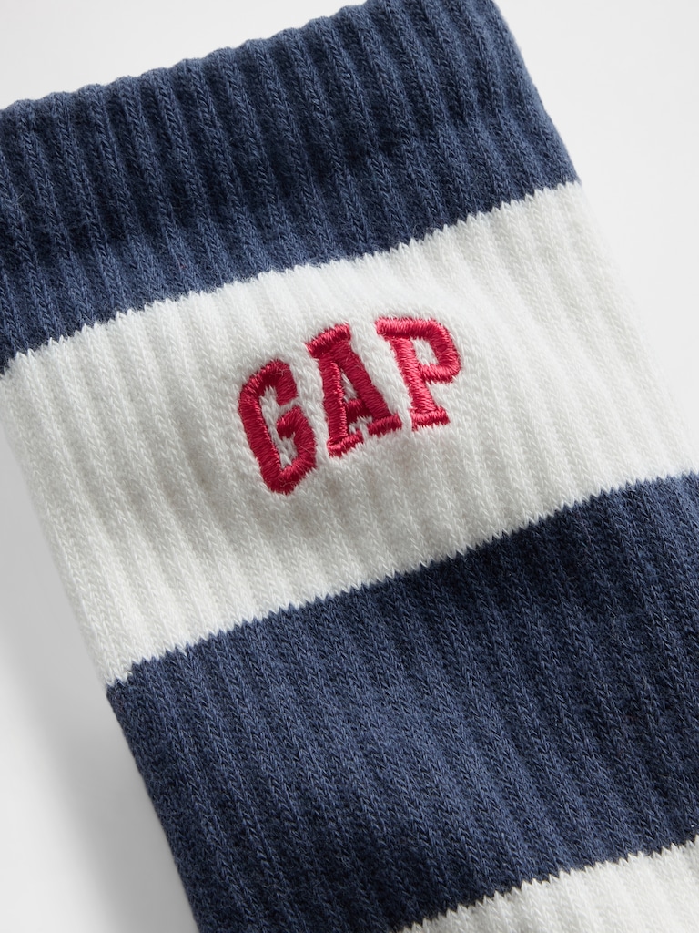 Rugby Stripe Logo Crew Socks