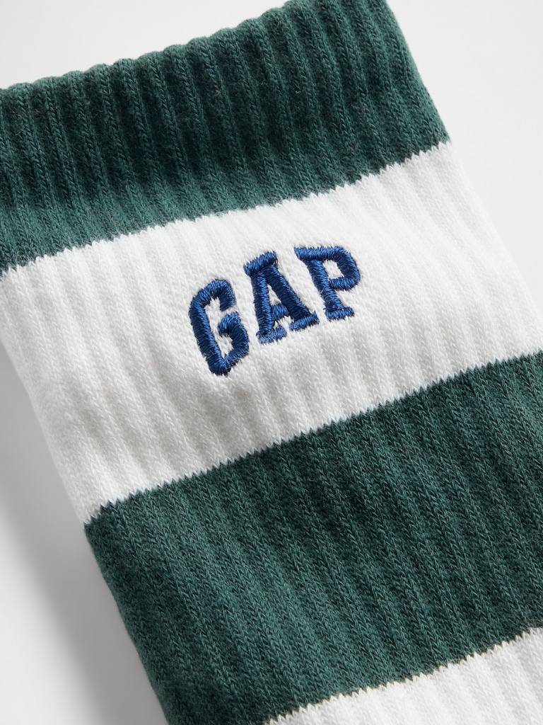 Rugby Stripe Logo Crew Socks